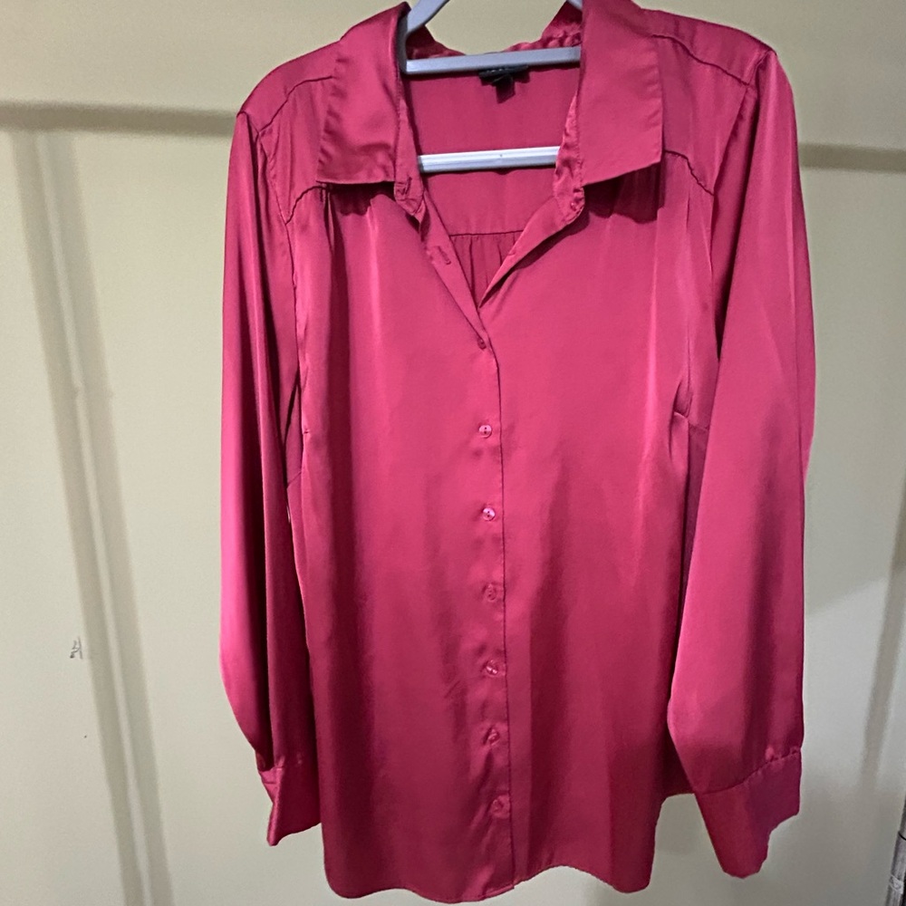 Torrid Fuchsia Satin Button Down Shirt